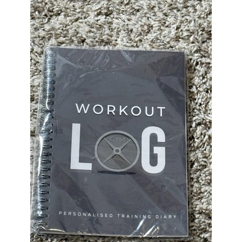 Workout Log Gym Personalised Training Diary Charcoal Gray Spiral Notebook New
